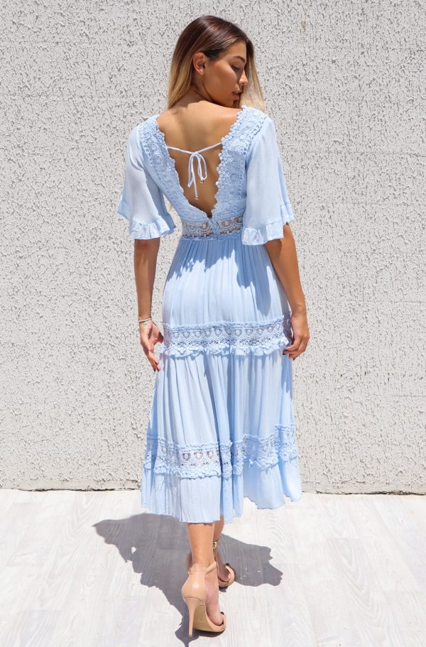 Charlotte Boho Maxi Dress - Baby Blue Hot on Sale