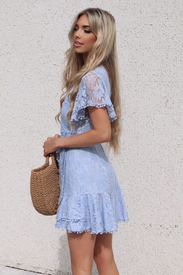 Something Sweet Lace Dress - Baby Blue Cheap