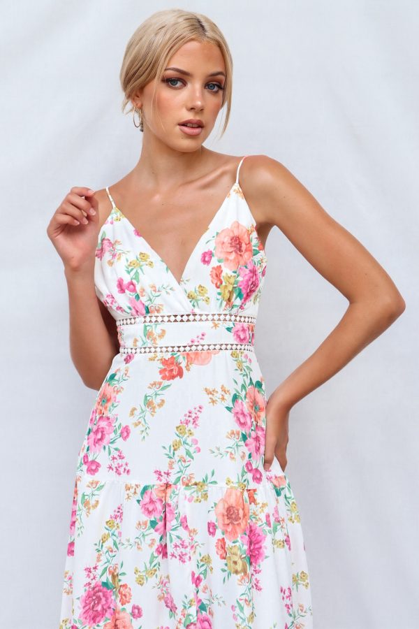 Tegan Midi Dress - White Floral For Cheap