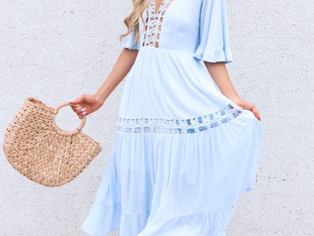 Flora Boho Midi Dress - Baby Blue Supply