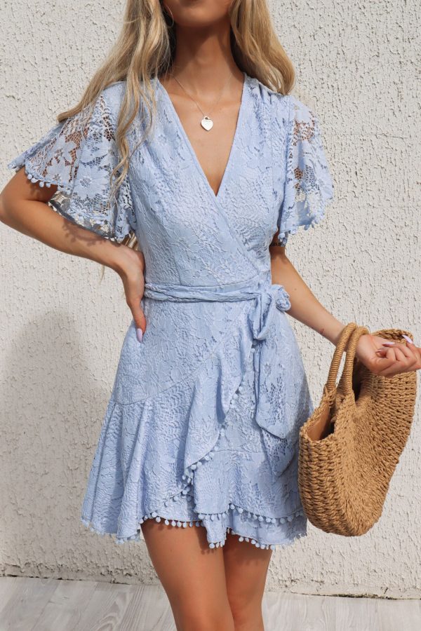 Something Sweet Lace Dress - Baby Blue Cheap