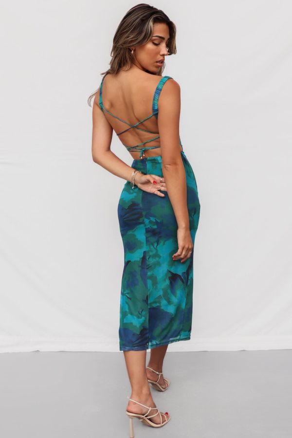 Shania Midi Dress - Green Multi Online Sale