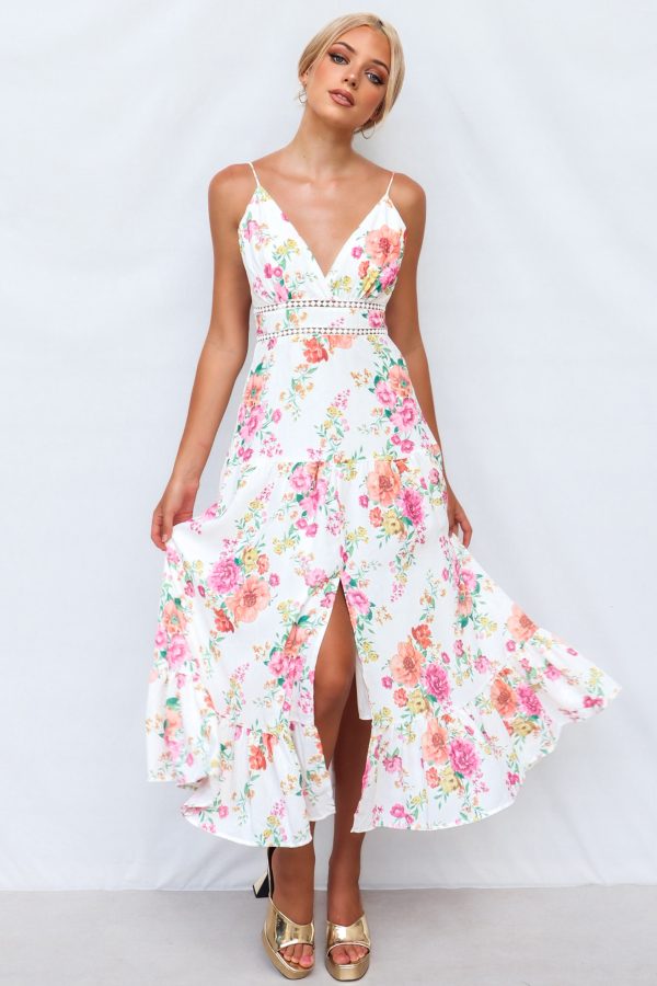 Tegan Midi Dress - White Floral For Cheap