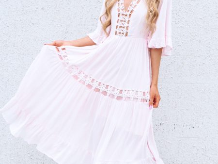 Flora Boho Midi Dress - Pink Hot on Sale