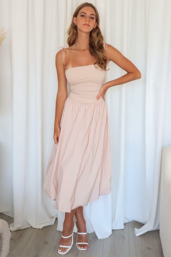 Katya Midi Dress - Nude For Cheap