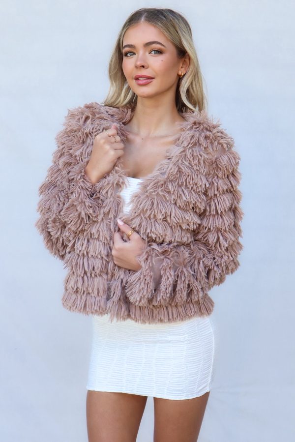 Bambi Faux Fur Jacket - Chocolate For Sale