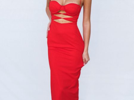 Lois Midi Dress - Red Online Sale