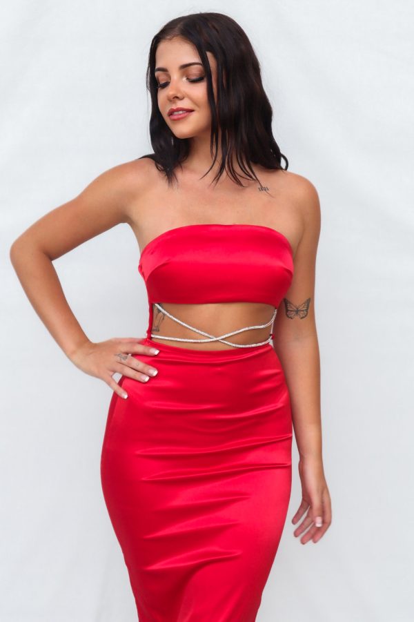 Tisha Midi Dress - Red Online now