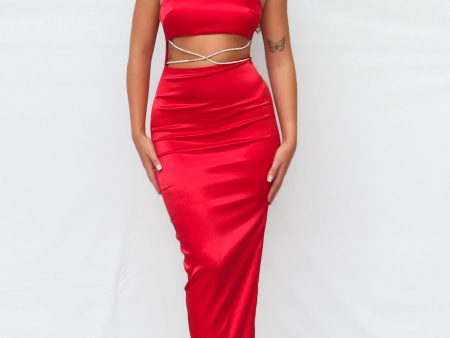 Tisha Midi Dress - Red Online now