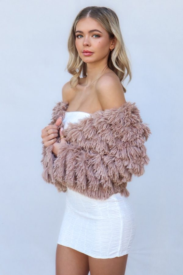 Bambi Faux Fur Jacket - Chocolate For Sale