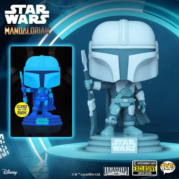 Star Wars: The Mandalorian Hologram Glow-in-the-Dark Pop! Vinyl Figure - Entertainment Earth Exclusive Hot on Sale