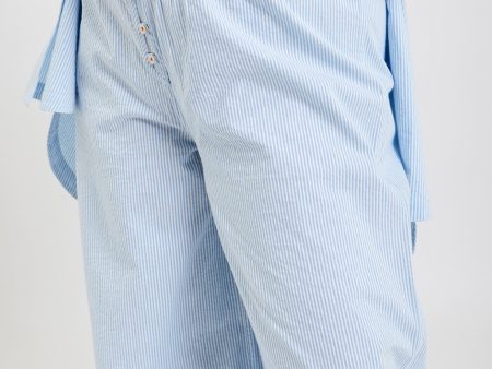 Chicory striped woven-cotton pyjama trousers - Blue Stripe For Sale