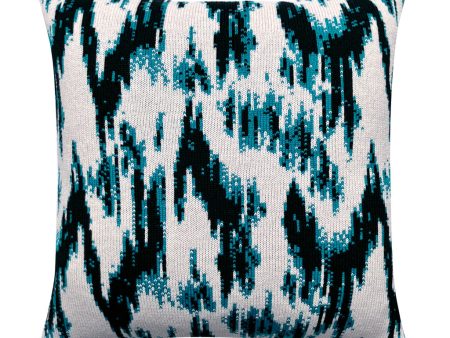 Ikat Wool & Cashmere Knitted Cushion Turquoise Online