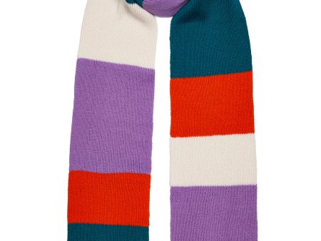 Ribbed Colour Block Wool & Cashmere Scarf Lilac & Teal Online Hot Sale