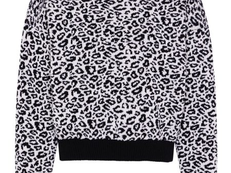 Leopard Knitted Wool & Cashmere Jumper Black & White Hot on Sale