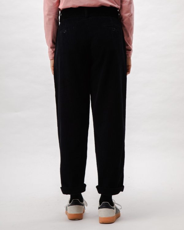 Corduroy Pleated Pants Black For Cheap