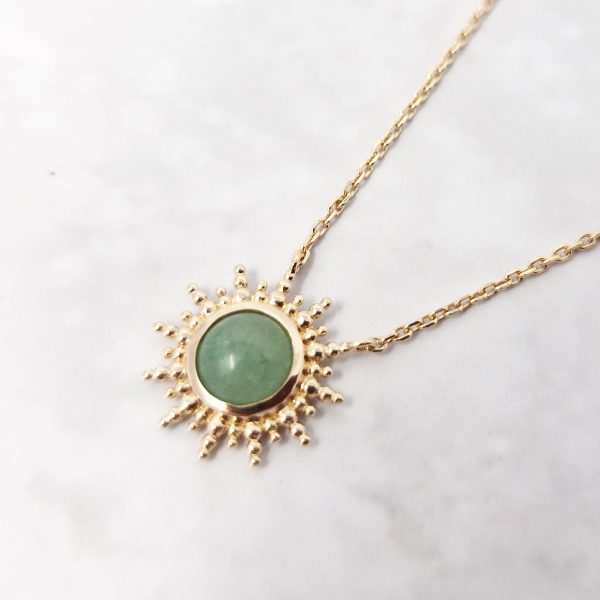 18ct Gold Plated Aventurine Healing Stone Necklace Online Hot Sale