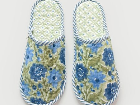 Block Print House Slippers, Sage Fashion