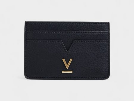 Elia Vegan Bio-Based Bamboo leather card holder in black Online Sale