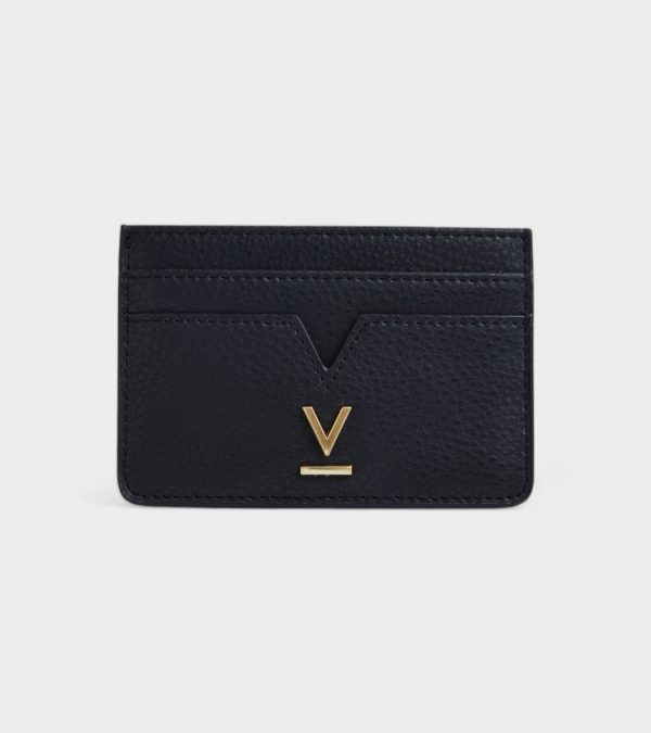 Elia Vegan Bio-Based Bamboo leather card holder in black Online Sale