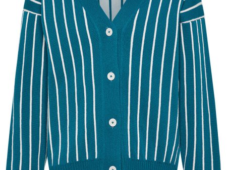 Thin Striped Wool & Cashmere Cardigan Online Sale