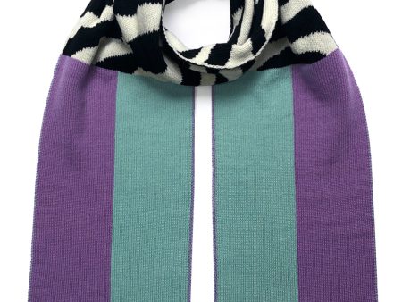 Shapes & Stripes Wool & Cashmere Scarf Lilac & Turquoise Supply