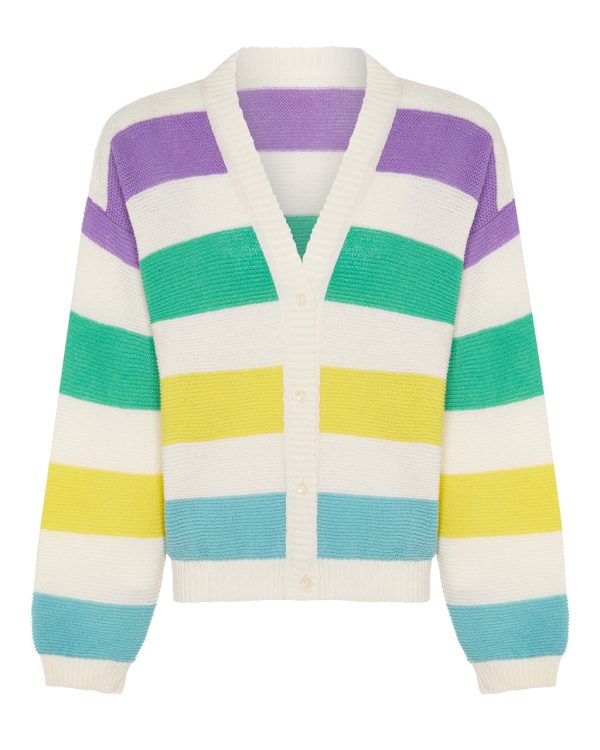 Striped Dropped Shoulder Cardigan Multicolour Fashion