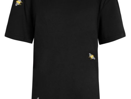 Bee Embroidered T-Shirt Black For Sale