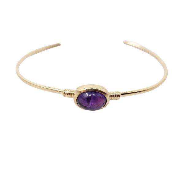 18ct Gold Plated Purple Amethyst Bangle Hot on Sale