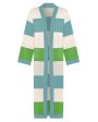 Multicolour Striped Cardigan Long Green & Teal on Sale