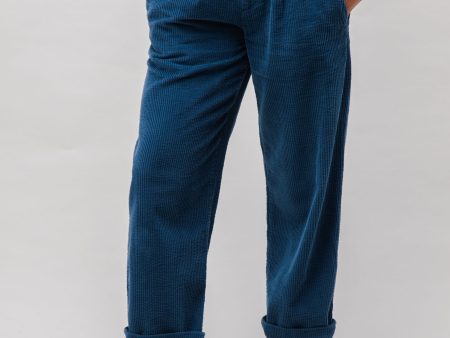 Corduroy Pleated Pants Indigo For Sale