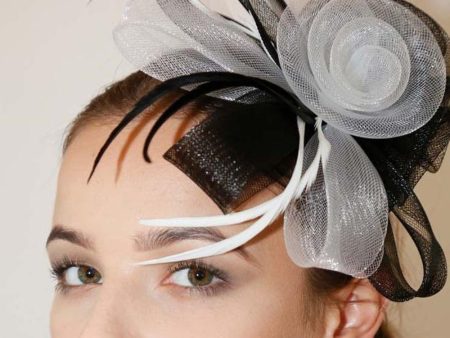 Ruby Rocks Sancha Fascinator - Black White Cheap