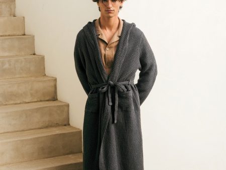 Men s waffle linen bathrobe Online Hot Sale