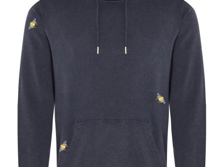 Bee Embroidered Hoodie Grey Online Sale