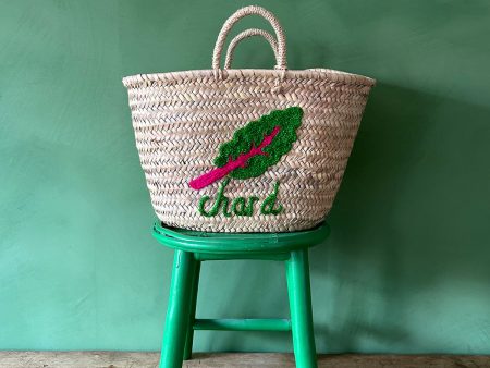 Hand Embroidered Market Basket, Chard Online Hot Sale