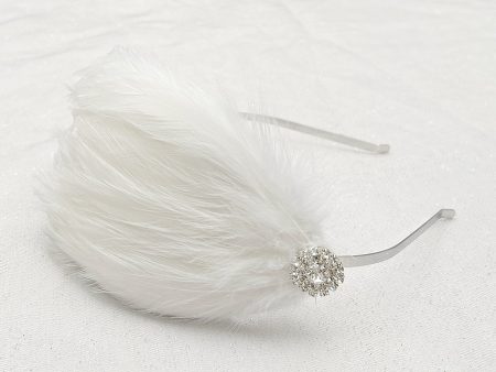 QueenMee White Fascinator Headband with Feathers Online Hot Sale