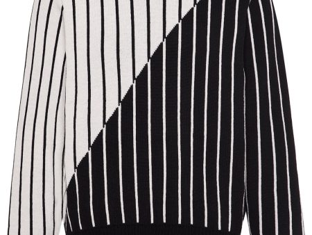 Thin Striped Diagonal Wool & Cashmere Jumper For Sale