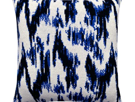 Ikat Wool & Cashmere Knitted Cushion Electric Blue Online Hot Sale