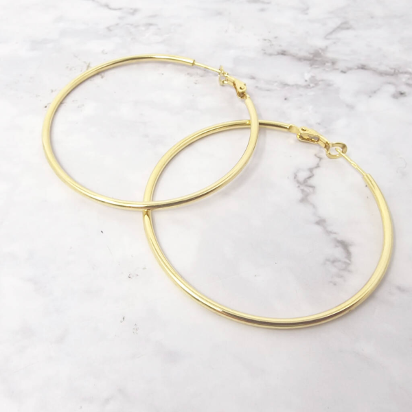 18ct Gold Plated 50mm Everyday Hoop Earrings Online Hot Sale