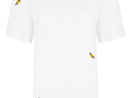 Bee Embroidered T-Shirt White Supply