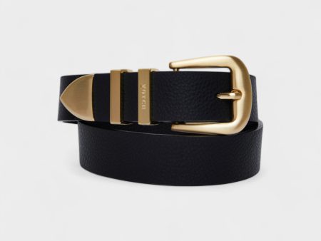 Daisy Vegan Bio-Based Bamboo Western belt in black Fashion