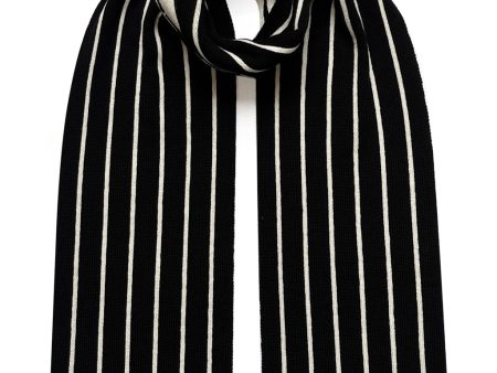 Thin Stripe Wool & Cashmere Scarf Black Hot on Sale