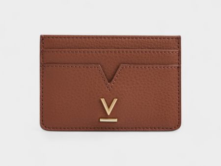 Elia Vegan Bio-Based Bamboo leather card holder in brown Online Hot Sale