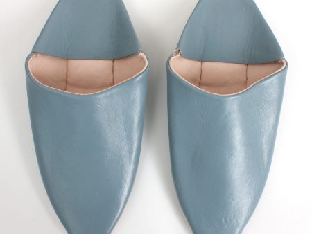 Moroccan Classic Pointed Babouche Slippers, Grey on Sale