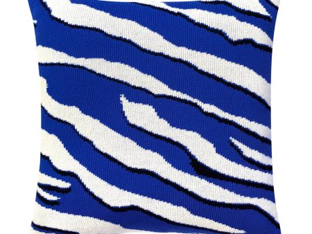 Wild Tiger Wool & Cashmere Knitted Cushion Electric Blue on Sale