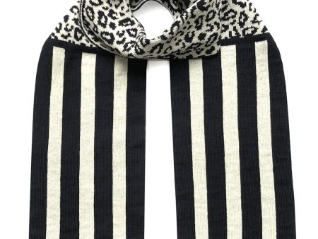 Leopard with Stripes Wool & Cashmere Scarf Cheap