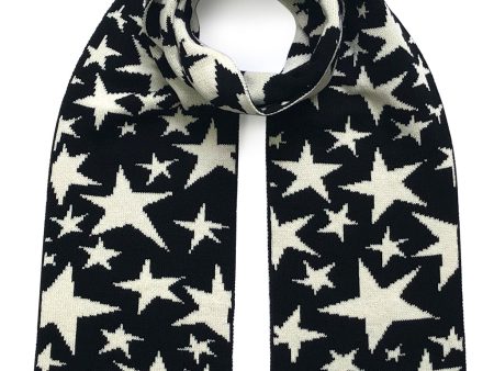 Stars Wool & Cashmere Scarf Black & White Online now