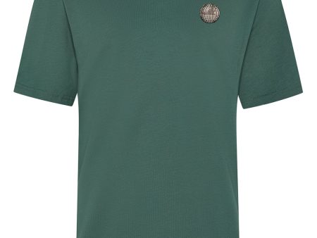 Disco Ball  Embroidered Organic Cotton T-Shirt Green on Sale