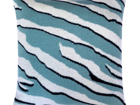 Wild Tiger Wool & Cashmere Knitted Cushion Turquoise For Cheap