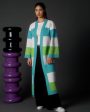 Multicolour Striped Cardigan Long Green & Teal on Sale